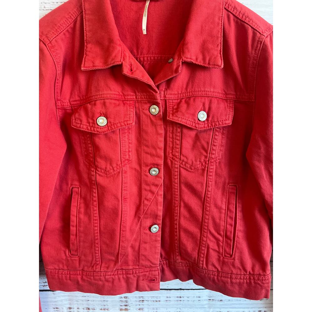 Free People Women’s Rumors Denim Jacket 
 Strawberry Red Size Medium - Picture 3 of 12
